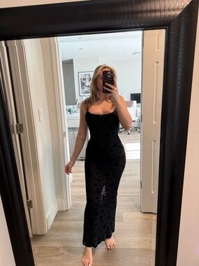 Black Sheer Butterfly Maxi Dress -